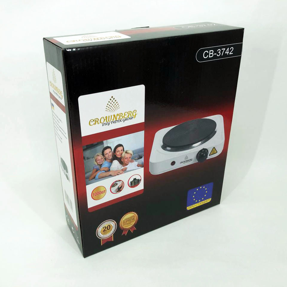 Плита побутова переносна Crownberg CB-3742, Зручна настільна плита для приготування страв BV-96 Івано-Франківськ - фото 3