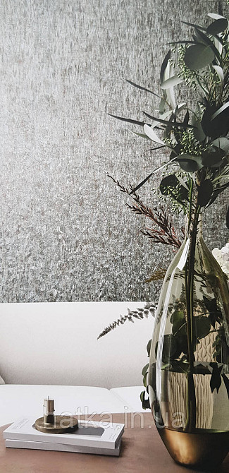 Шпалери вінілові на флізеліні Marburg Aura метрові під штукатурку під бетон бірюзові з коричневим Київ - фото 2