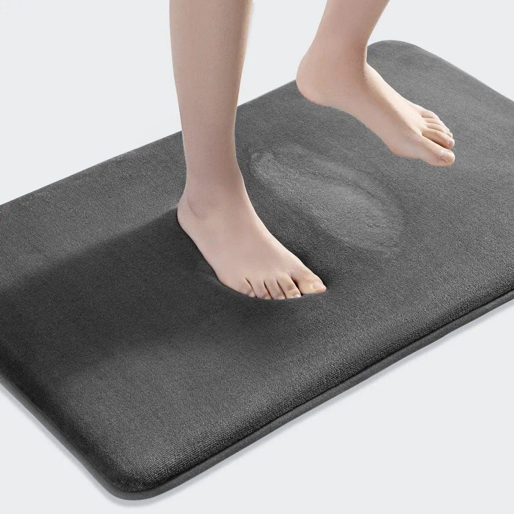 Антиковзкий М'який килимок для ванної Aquarius з ефектом пам'яті 40 х 60 см Графіт Гладкий Буча - фото 1