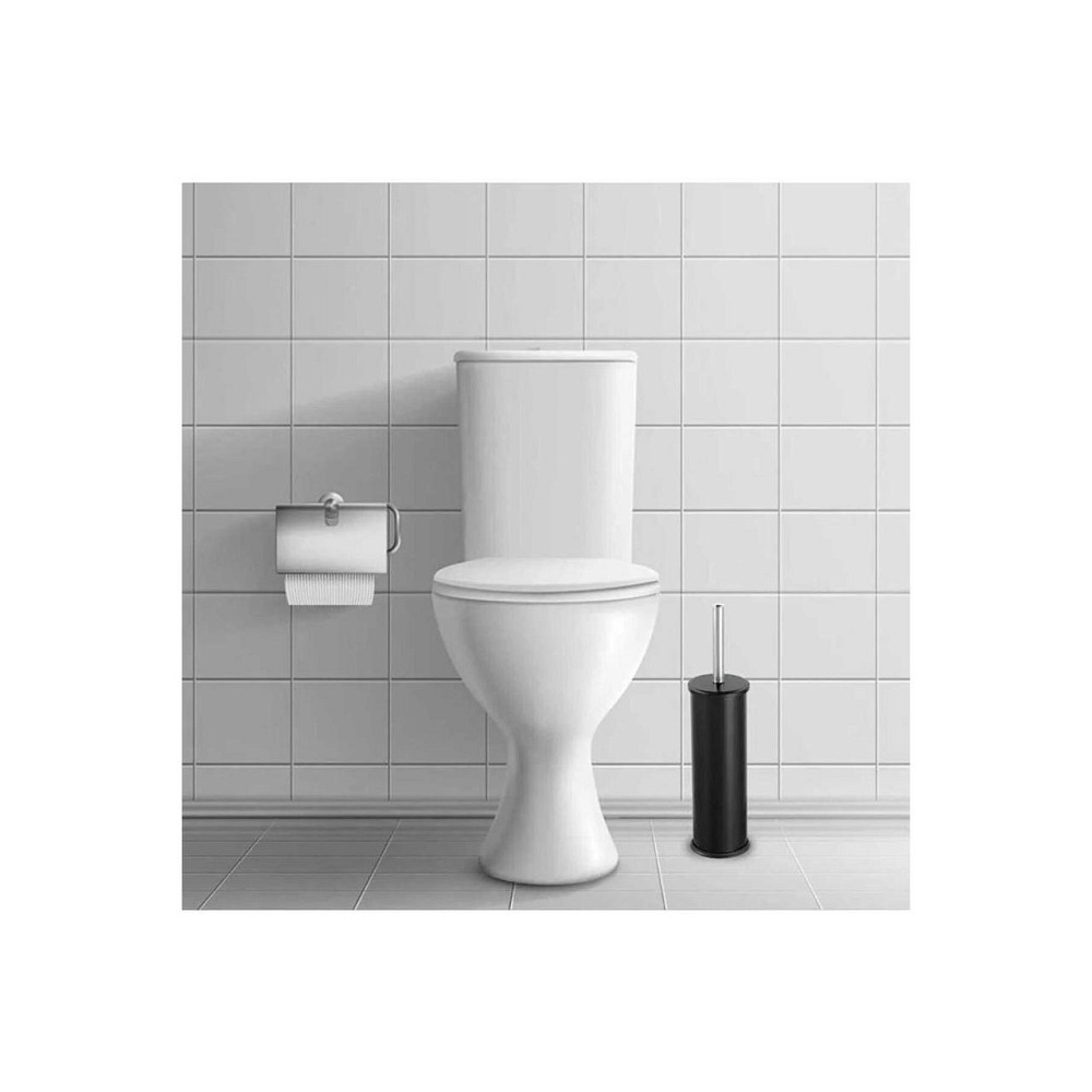 Ерш для унитаза напольный Zerix Clever ME02 черный с крышкой и черной щеткой (ZX4639) Черновцы - изображение 3