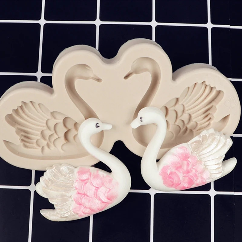 Молд силиконовый Лебеди 128 на 60 мм серый Киев - изображение 3