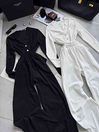 Женский базовый костюм двойка: боди и брюки из ангоры рубчик Молочный, 42/46 Одесса