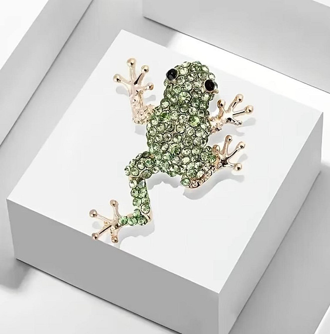 Брошь в форме лягушки со стразами декоративное украшение для одежды Киев - изображение 4