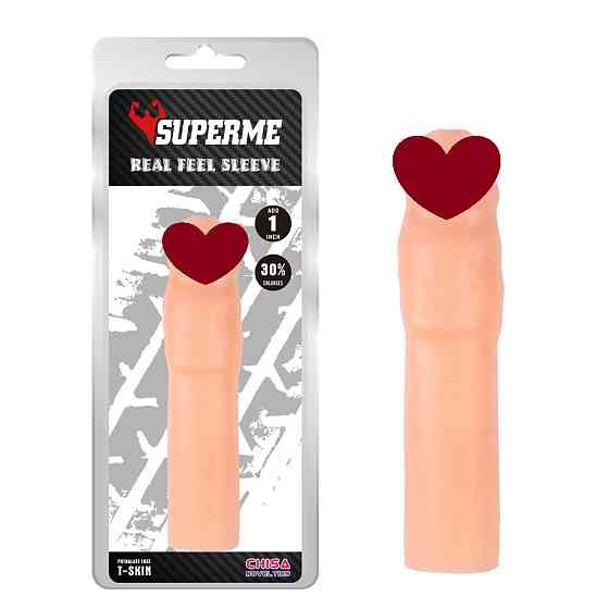 Насадка удлиняющая реалистичная Chisa Superme Real Feel Sleeve, телесная Sex Aura Киев