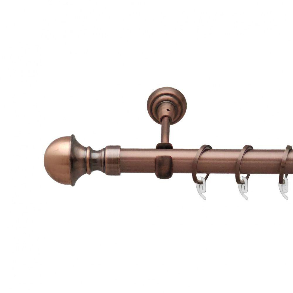 Карниз Orvit Бостон металевий однорядний відкритий гладка труба кільце фасонне металеве  Мідь 25 мм 300 см Львов - изображение 1