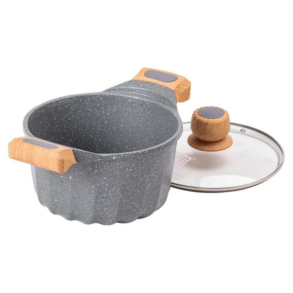 MGC Алюмінієва каструля об'ємом 3 літри з кришкою Ø 20 см. Мармур з антипригарним покриттям MGC Коломыя - изображение 3