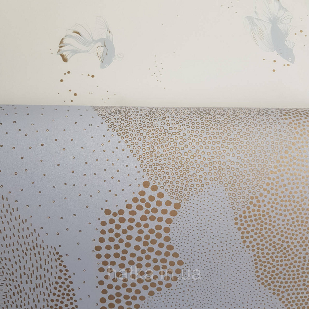 Обои виниловые на флизелине Caselio The Place to bed  0.53х10 м абстракция волны облака золотом на голубом 3д Киев - изображение 2