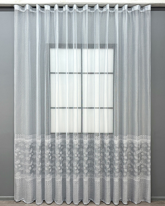 Тюль VR-Textil 2142т Жакард Сіро-блакитний 400х250 см (43-414) Київ - фото 2