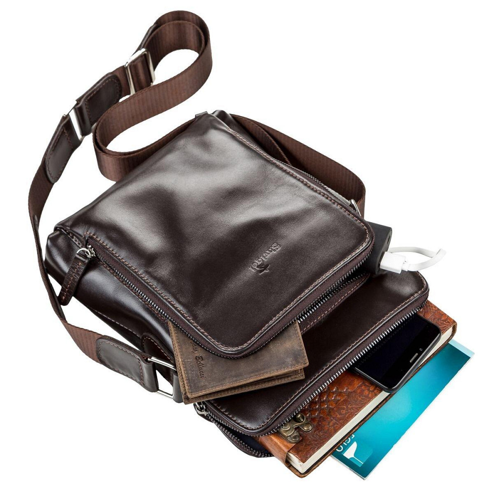 Сумка чоловіча SHVIGEL 11100 шкіряна Коричнева Київ - фото 5