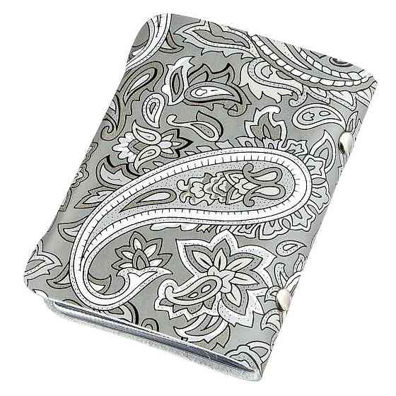 Визитница кожаная вертикальная серая с узором Shvigel 19082 Серая Киев