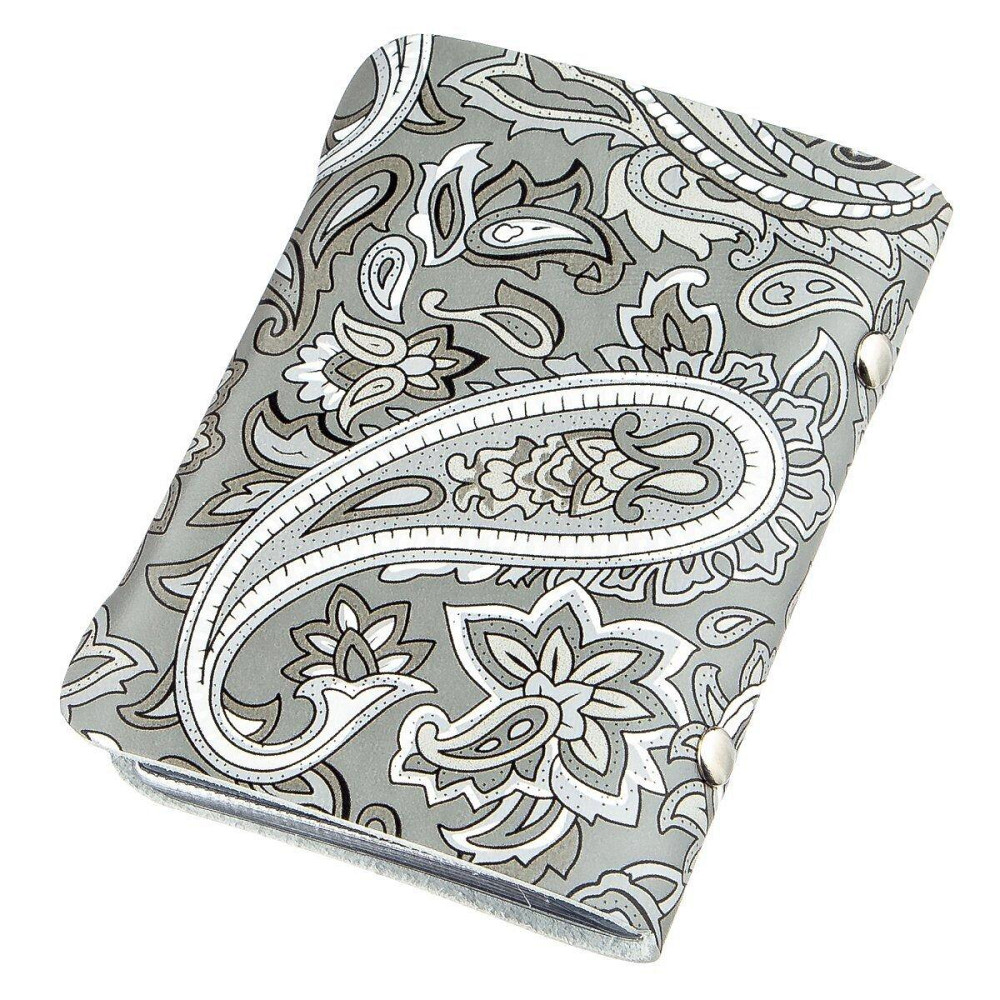 Визитница кожаная вертикальная серая с узором Shvigel 19082 Серая Киев - изображение 2