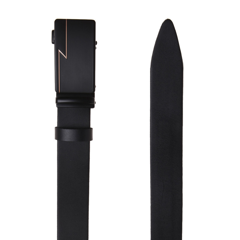 Автоматический пояс из натуральной кожи 115-125×3.5/ ремень на брюки для мужчины, черный Киев - изображение 3