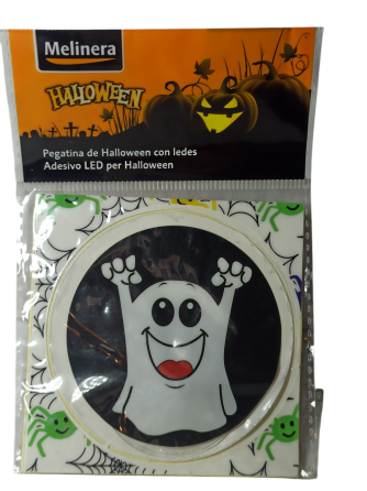 Наліпка на Хелловін 8 см зі світлодіодами Привид чорний Київ