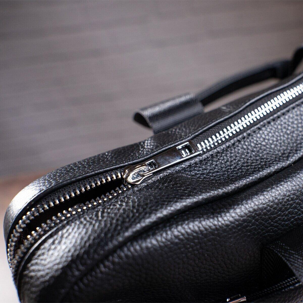 Деловая мужская сумка из зернистой кожи Vintage 14886 Черная Киев - изображение 10