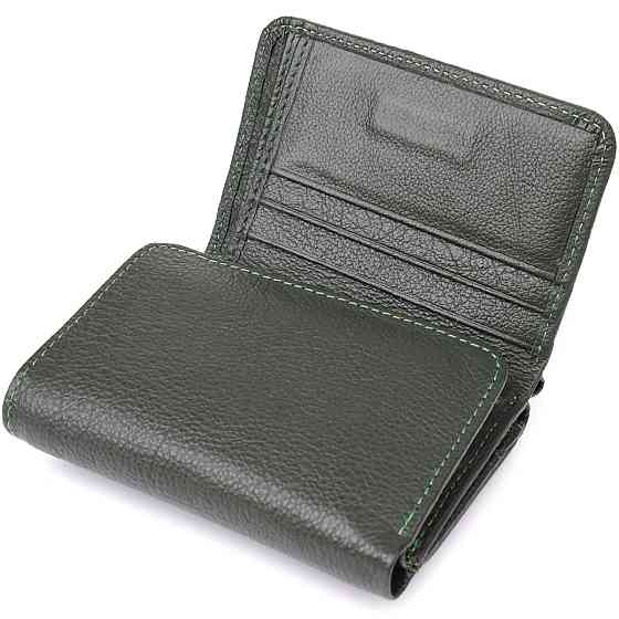 Жіночий гаманець компактного розміру з натуральної шкіри ST Leather 23072 Зелений Київ
