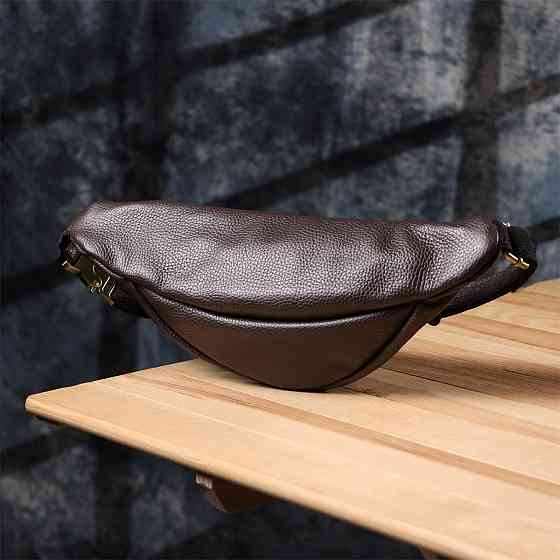 Стильная сумка бананка из зернистой натуральной кожи Shvigel 23146 Коричневый Киев