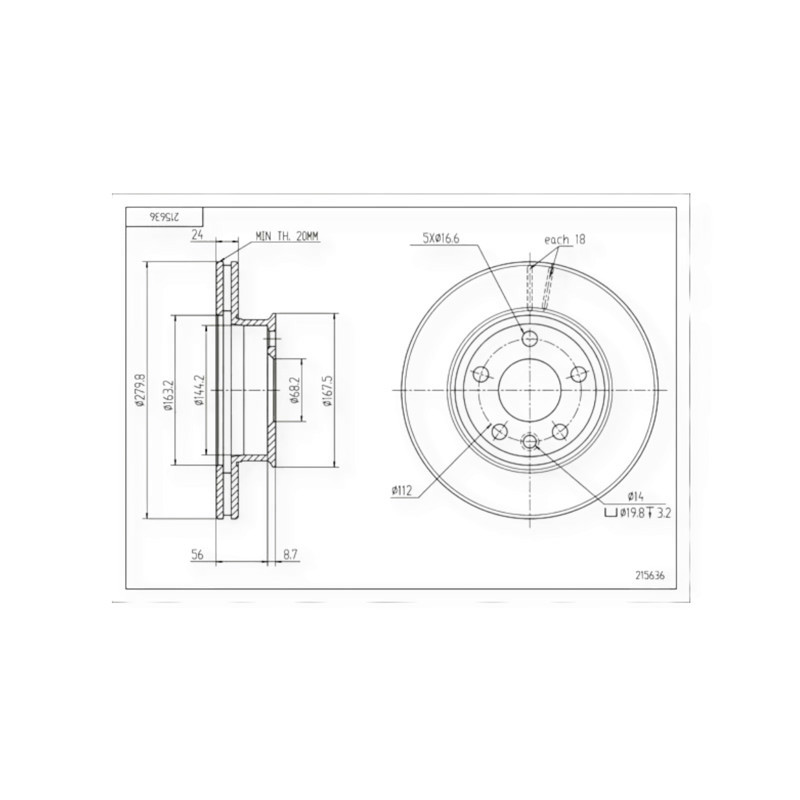 Диск Volken T4 (1990-2003) передний (280mmx24mm) тормозной Мукачево - изображение 1