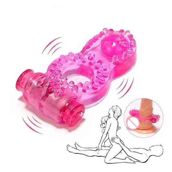 Эластичное эрекционное кольцо со щетинками и вибрацией - Розовый Винница