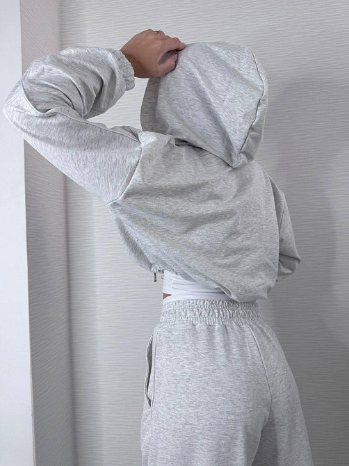Женский прогулочный костюм тройка: кофта топ и штаны  двунить + микродайвинг Серый, 46/48 Одесса - изображение 7