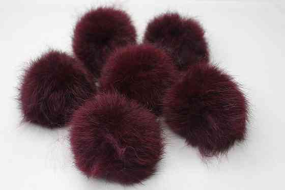 Помпони на дитячу шапку з натурального хутра кролика 7-8 см Бордовий Харків