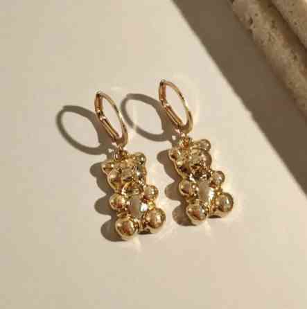 Серьги с мишками для детей золотистые Киев