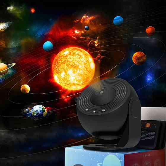 Проектор звездного неба с вращением на 360°, 13 картриджей, от USB, Черный / Ночник звездное небо Киев