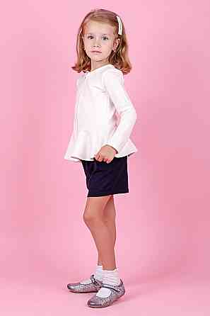 Пиджак жакет для дівчинки з баскою, кремовий топ 140 Крохатушка одяг Київ