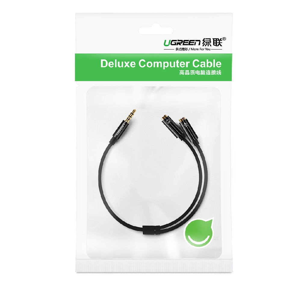 Аудіокабель UGREEN AV141 3.5mm male to 2 Female Audio Cable Aluminum Case Black Киев - изображение 5