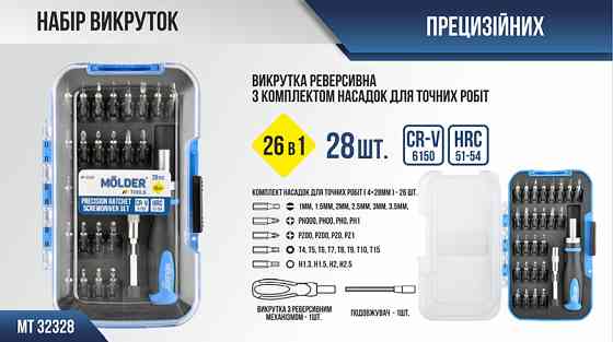 Викрутка Molder реверсивна з комплектом насадок для точних робіт 26в1 Львів