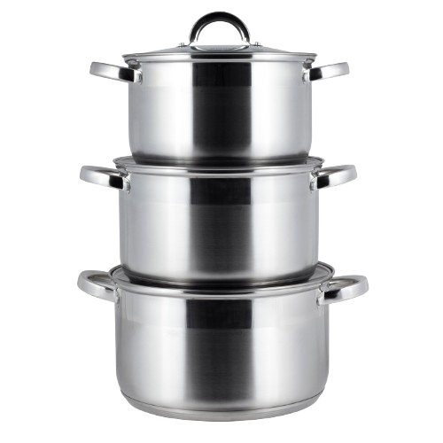 Набір каструль 6 предметів (каструлі 4,5/6,3/7,8л)  нержавіюча сталь 5630S KAMILLE Житомир - фото 5