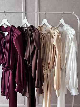 Женское легкое платье с объемной драпировкой шелк армани Шоколад Одесса