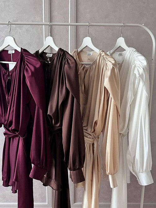 Женское легкое платье с объемной драпировкой шелк армани Шоколад Одесса - изображение 5