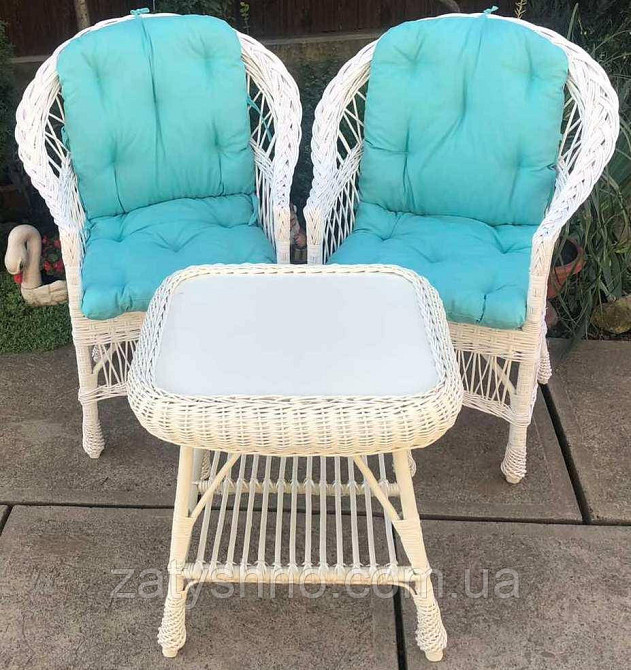 Белая плетеная мебель с накидками|Мебель из лозы белая с квадратным столом |мебель плетеная на подар Киев - изображение 2