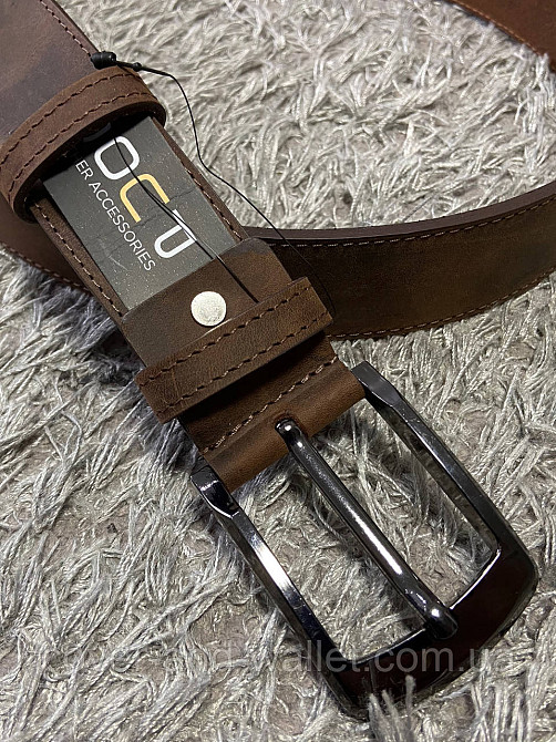 Cтильный мужской ремень из винтажной кожи тертый шоколад 40мм PS Leather Киев - изображение 4