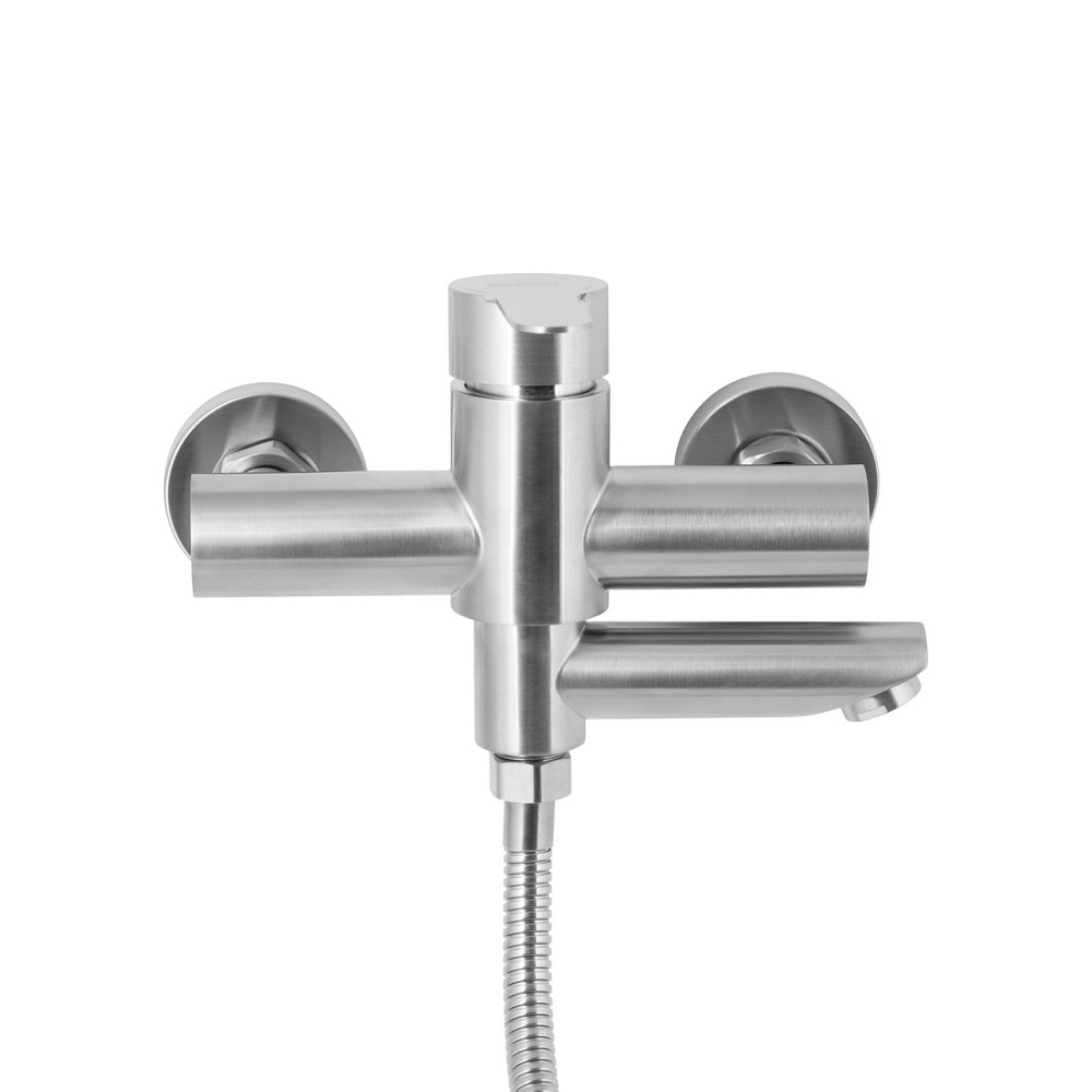 Змішувач для ванни Brinex Pure 006 з поворотним виливом (з душовим гарнітуром) Nickel BRIPUR006NKL Київ - фото 4