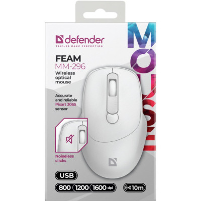 Мишка Defender Feam MM-296 Wireless White (52297) Вінниця - фото 3