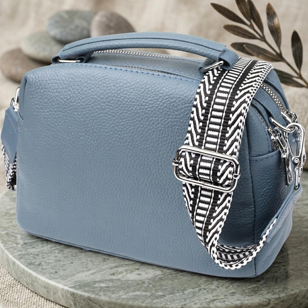Женская сумка с двумя секциями из натуральной кожи Vintage 22920 Голубой Киев - изображение 14