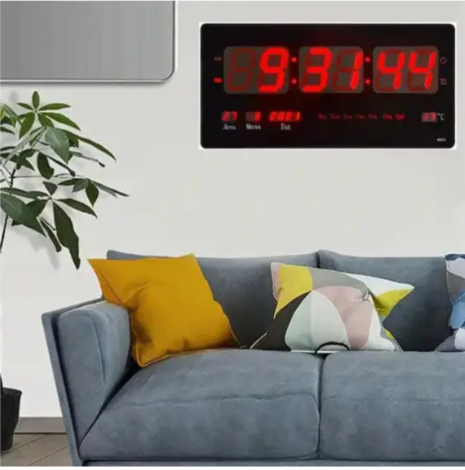 Большие электронные LED часы CW-4622 с календарем, термометром, настольные и настенные Одесса - изображение 10