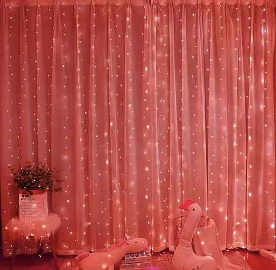 Світлодіодна гірлянда штора роса 3х3 м 300 led з USB і пультом керування (Червоний) Смела