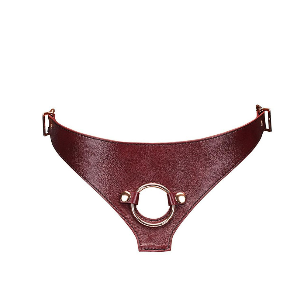 Кожаные трусы для страпона Liebe Seele Wine Red Strap on Harness, универсальный размер Sex Aura Киев - изображение 2