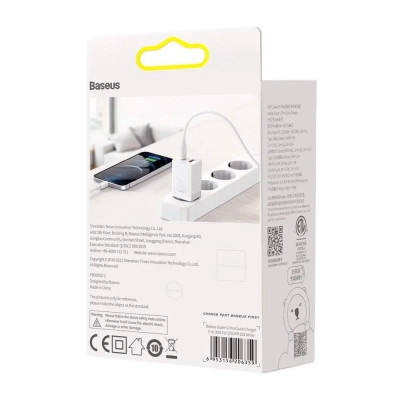 Зарядное устройство Baseus 1xUSB-C 30W + 1xUSB white (CCSUPP-E02) Винница - изображение 9