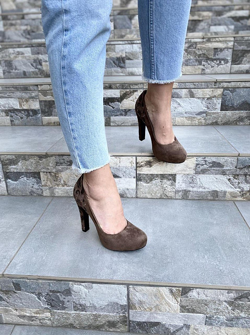 Туфлі жіночі LENA MELIANI капучіно еко-замша каблук 11см (A116-A3281) Коломия - фото 2
