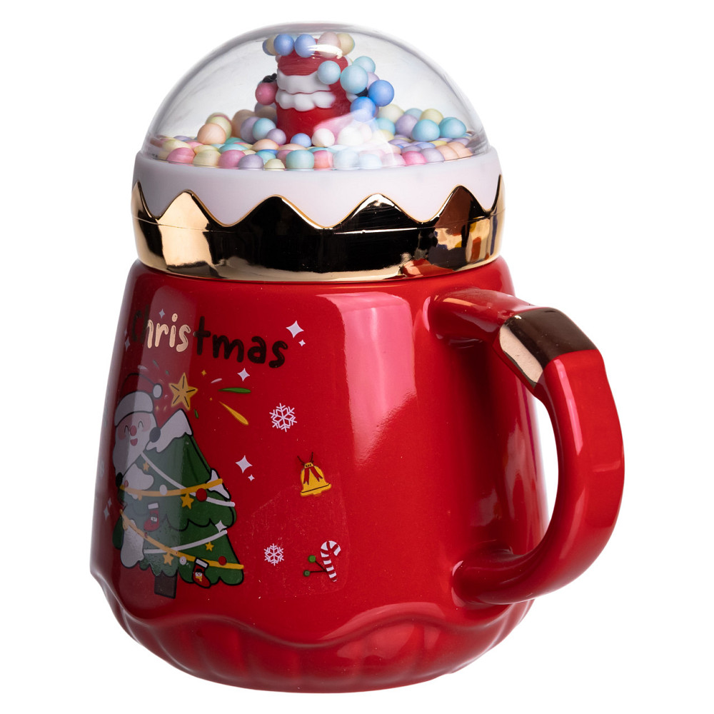 Yiwu Чашка порцелянова з кришкою Christmas 400 (мл) Червона Yiwu FM-CS-41D Коломия - фото 4