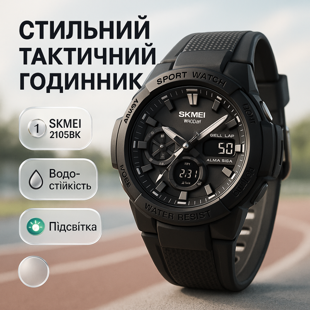 Наручний годинник для армії SKMEI 2105BK, Годинник для чоловіка з водозахистом Спецназ JO-48 Львів - фото 3