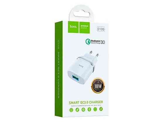 Мережевий зарядний пристрій USB C12Q 3A/1USB/18W/QC3.0 білий ТМ HOCO Київ