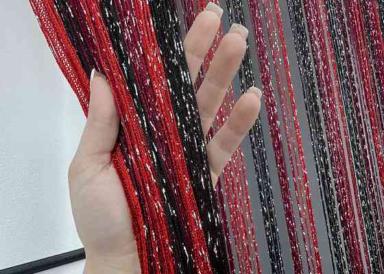 Шторы-нити с люрексом Красный с черным и бордовым 300х300см 1 шт (61-108) Киев