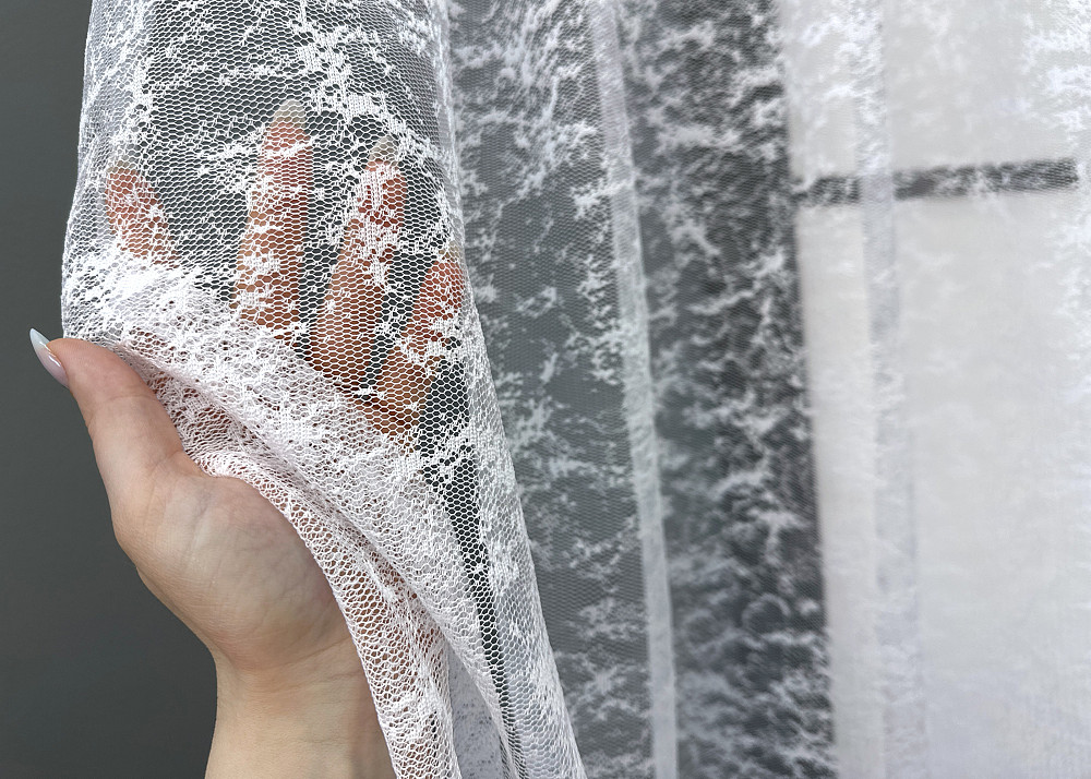 Тюль жаккард VR-Textil Мрамор № 1598т Арка на кухню цвет белый 500х150 см (53-0024) Киев - изображение 3