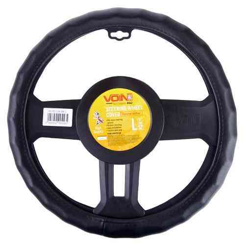 Шкіряний чохол на кермо VLOD-L06 BK L чорний, один шов, BO Харків