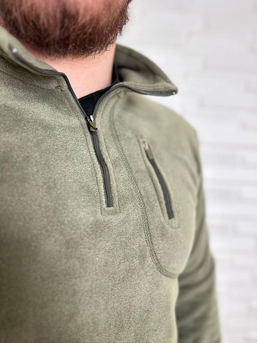 актична чоловіча флісова кофта реглан Bikatex Оливковий, 2XL Вінниця - фото 4