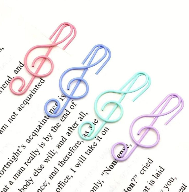 10 шт. Кольорові скріпки у формі музичних нот | Металеві скоби для паперу, нотаток і творчості, асор Київ - фото 1